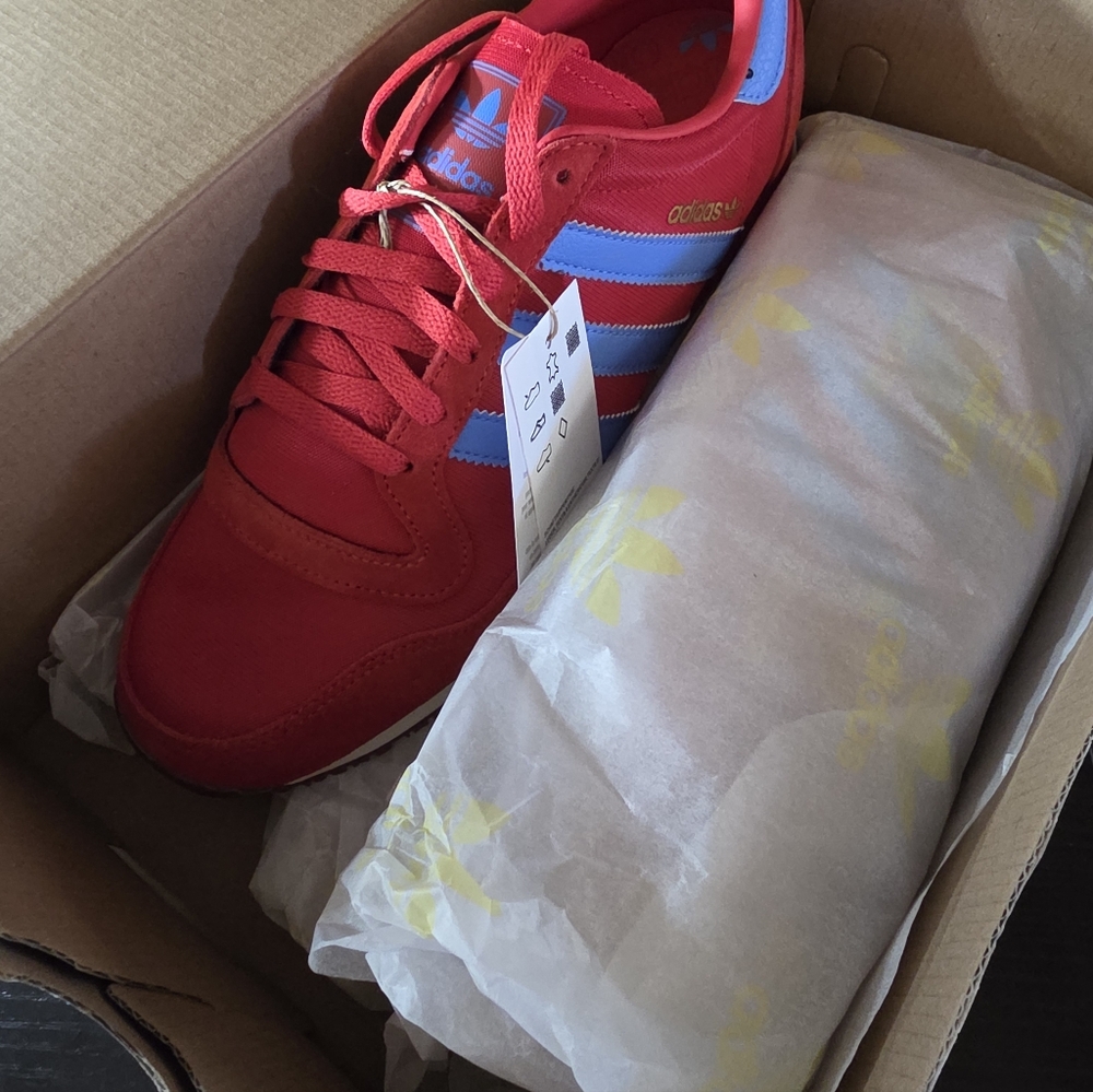 adidas Galaxy OG JR1147 Red Blue Men's Originals Athletic Sneakers - Picture 2 of 7